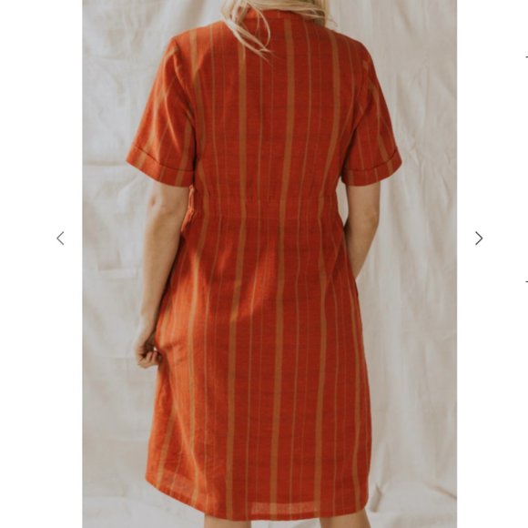 Roolee Scarlet Tie Waist Dress Orange Plaid Medium NWT - Picture 5 of 11